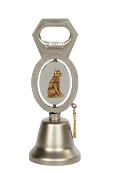 Bottle opener in the form of a bell, isolated on white background