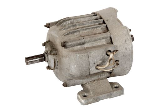 Old electric motor, isolated on a white background