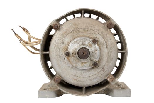 Old electric motor, isolated on a white background