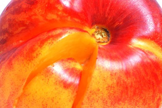 appetizing ripe red nectarine closeup macro details