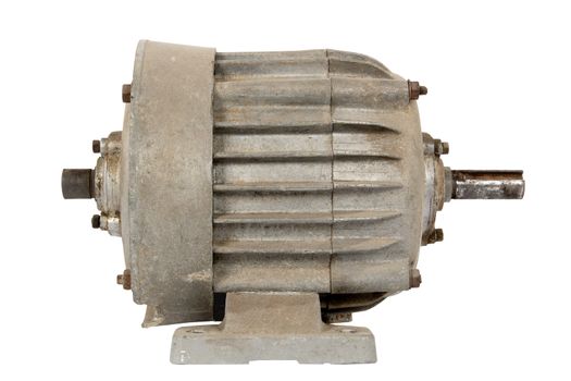 Old electric motor, isolated on a white background