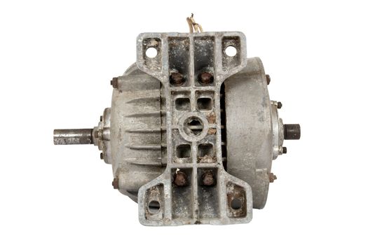 Old electric motor, isolated on a white background