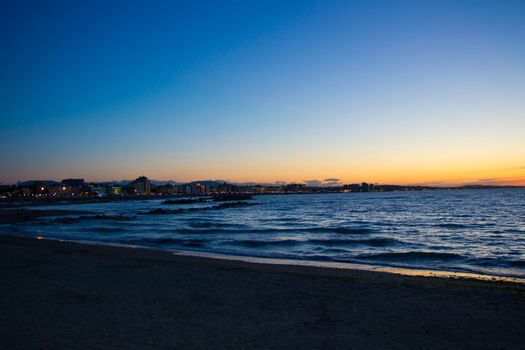 Night shot of the coast of Emilia Romagna, Italy