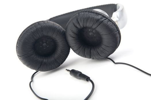Silver-black headphone on a white background