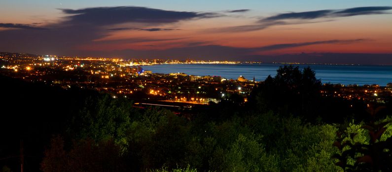 Night shot of the coast of Emilia Romagna, Italy