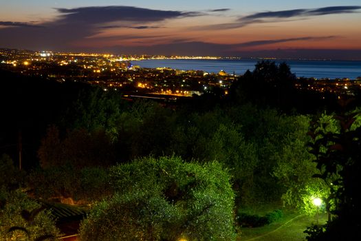 Night shot of the coast of Emilia Romagna, Italy