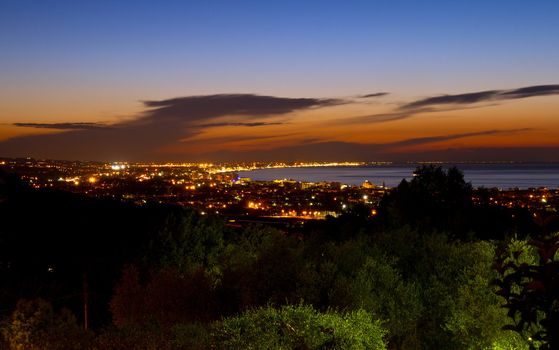 Night shot of the coast of Emilia Romagna, Italy