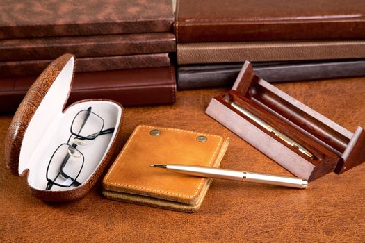 Business  still-life with organizers pens and glasses