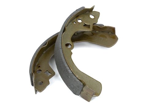 New brake pads drum brake, isolated on a white background