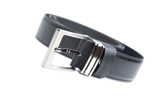 Man's black belt isolated on a white background