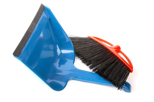 Scoop for dust and  brush isolated on a white background