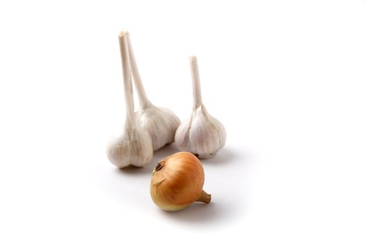 Garlic onions isolated on a white background