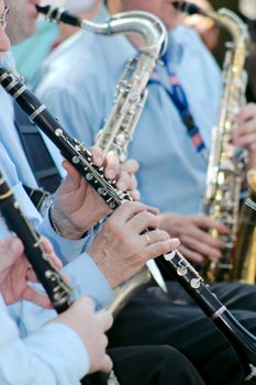 Musician plays the clarinet