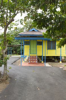 Traditional Colorful Malay House Along the Street in Malacca Malaysia