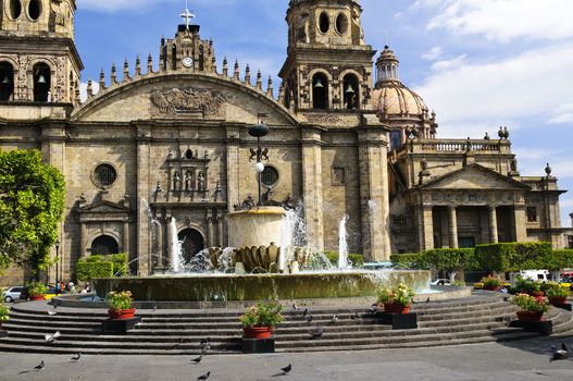 Cathedral in historic  center in Guadalajara, Jalisco, Mexico