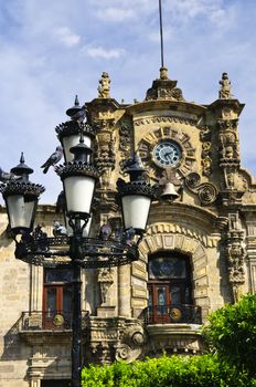 State Government Palace seen from the Zocalo in historic Guadalajara center, Jalisco, Mexico