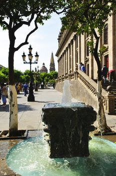 Degollado Theater side view in historic Guadalajara center, Jalisco, Mexico