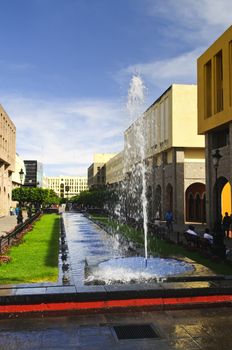 Plaza Tapatia with fountain in historic Guadalajara center, Jalisco, Mexico