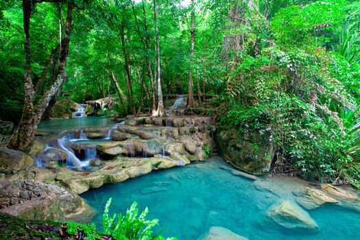Eravan Waterfall in Kanchanaburi, Thailand