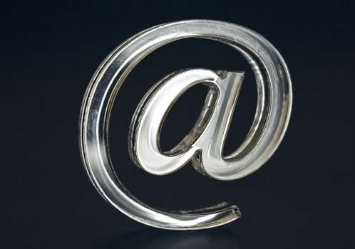 The Sign Email silvery colour on dark background.