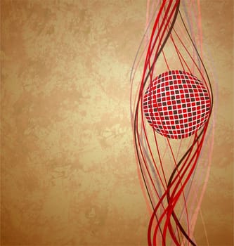 abstract red ball and lines  background vintage background