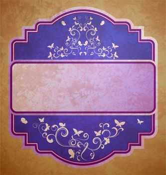 retro violet and pink frame on vintage paper background