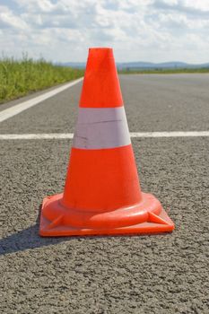 Warning road mark on a road.