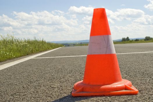 Warning road mark on a road.
