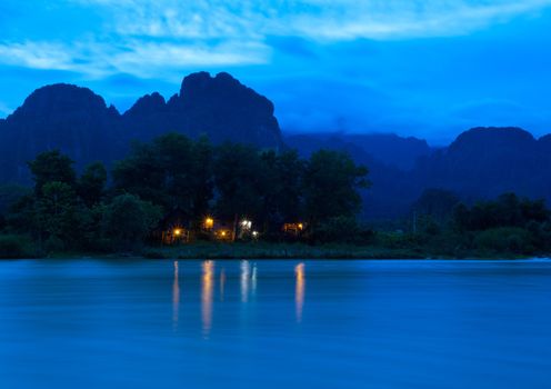 View of Vang Vieng, Laos