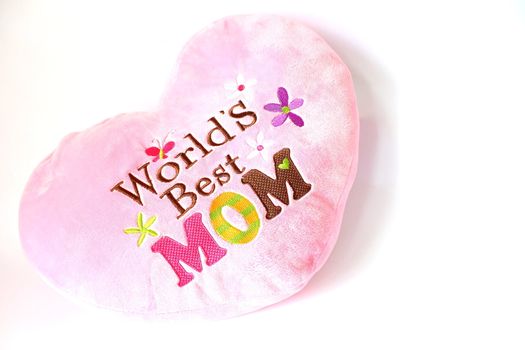 Isolated pink World's Best mom pillow