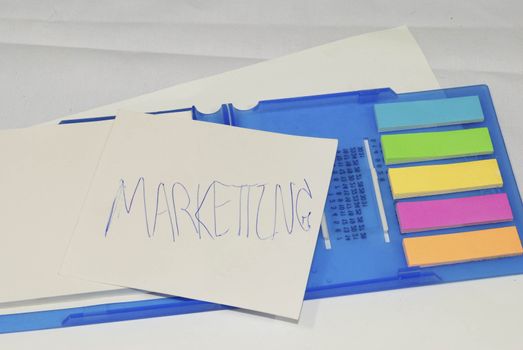 Business marketing strategy concept,  strategy on memo stick notes photo