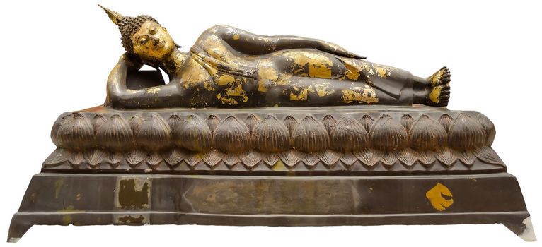 Buddha sculpture lean at Chiangmai Temple Thailand