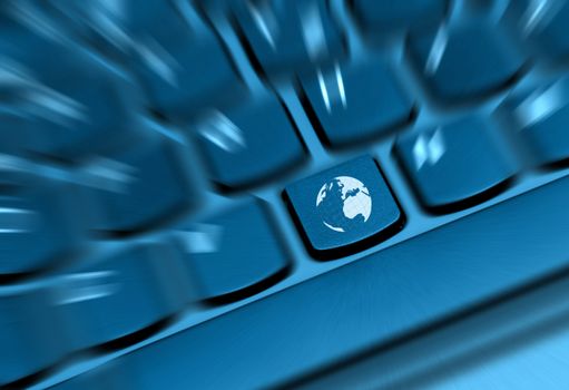 Internet Concept - Detail of Key With Globe Symbol on Keyboard
