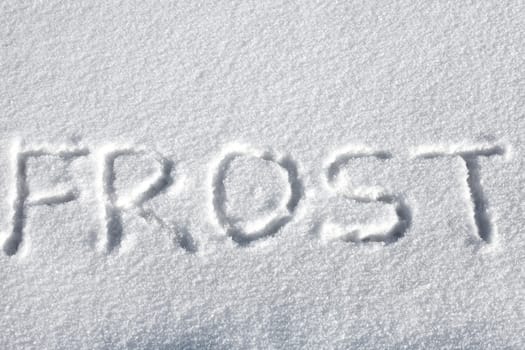 Handwritten Inscription "Frost" on the Snow