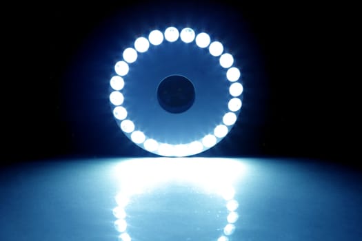 Blue Light Circle on the dark background