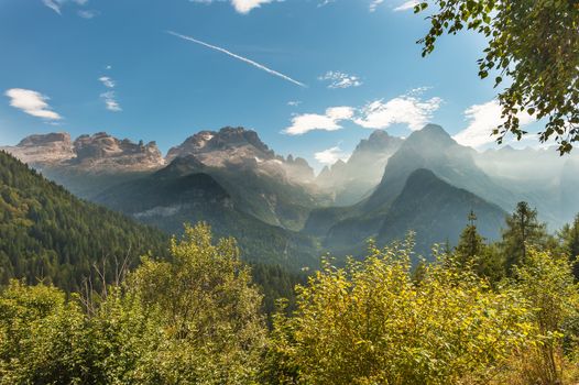 Panoramic view to the Brenta Group or Brenta Dolomites