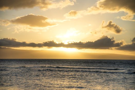 Beautiful sunset off the coast of Lahaina on the beautiful Hawaiian island of Maui