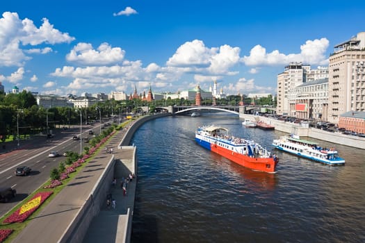 Famous Moscow Kremlin and Moskva river, Russia