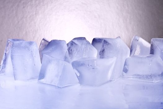 chunks of ice on a blue background