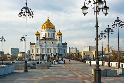 Cathedral of Christ the Saviour and nice lanterns, Moscow, Russia
