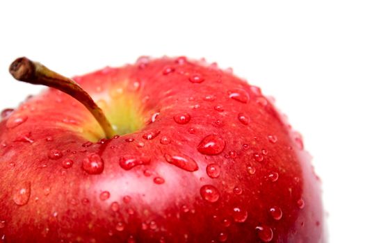 red apple with drops of close