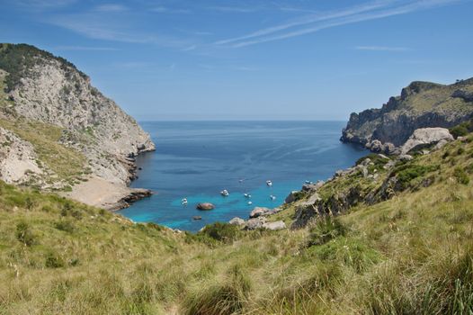 The secluded bay at Cala Figuera at Formentor, North Mallorca