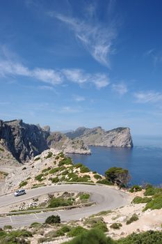 Formentor headland from the cape viewpoint Mallorca vertically framed