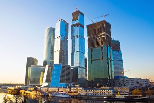 Skyscrapers construction in the International Business Centre, Moscow