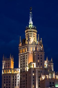 Kotelnicheskaya Embankment Building at the evening, Moscow