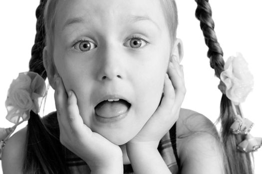 beautiful girl portrait on white background