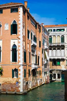 Nice venetian canal and old houses, Venice, Italy