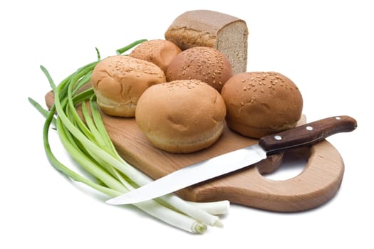 Different types of bread isolated on white