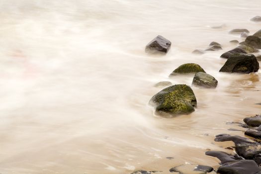 sea coast with waves with long exposure