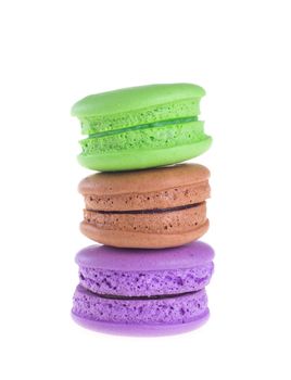 Colorful macaroons isolated on white background